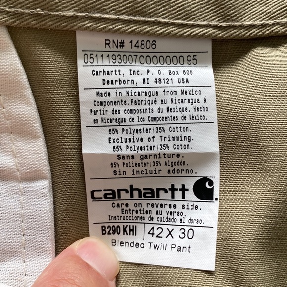 Carhartt Mens Khaki Pants - Size 42 Waist - Picture 6 of 9